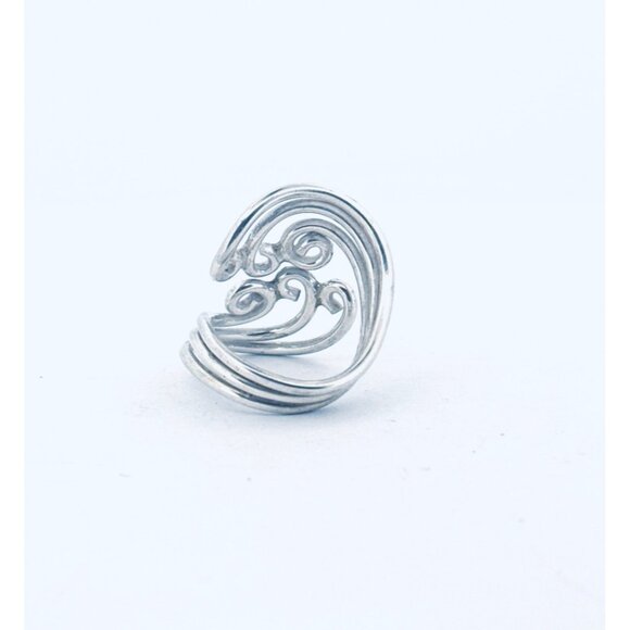 Estate Vintage 925 Sterling Silver Triple Swirl Statement Ring Size 7, 8.2g - Picture 3 of 10